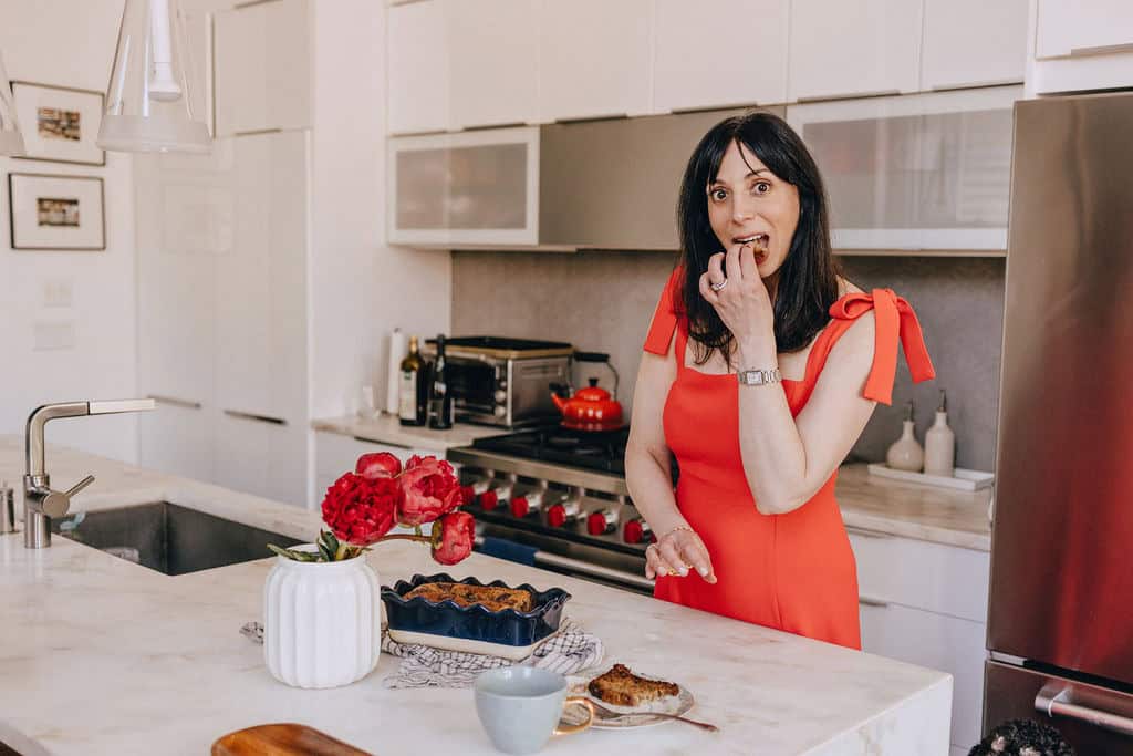 EDP red dress kitchen