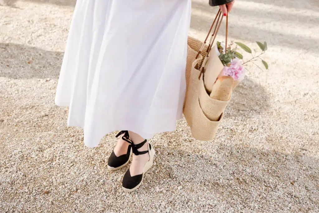 French basket bag for picnics in Paris