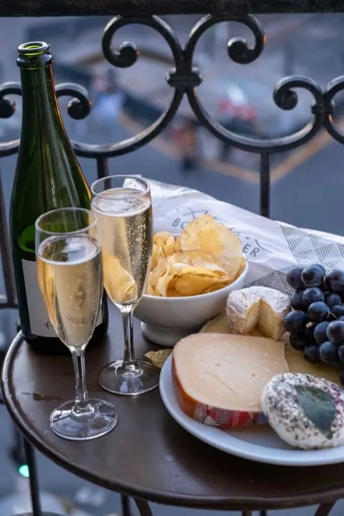 champagne and cheese in France