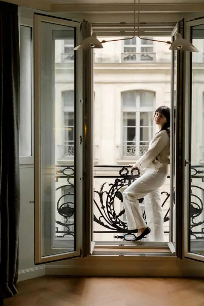 Paris spring cream sweater and wide leg pants